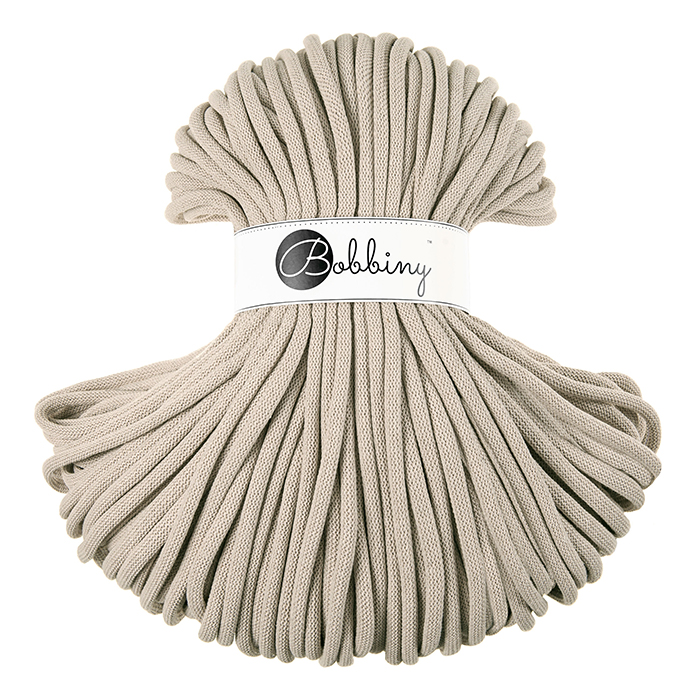 Gruby sznurek pleciony Bobbiny 9 mm, 100 m, Beżowy