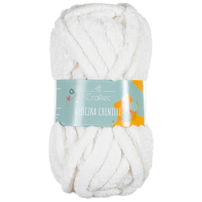 Gruba pluszowa włóczka 20 mm Chenille, 25,6 m, Biała №4