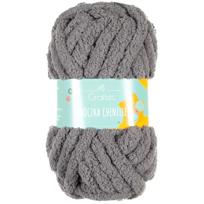 Gruba pluszowa włóczka 20 mm Chenille, 25,6 m, Ciemnoszara №8