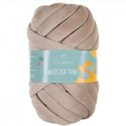 Gruba włóczka Tube welurowa do plecenia 20 mm, 19 m, Beżowa №35