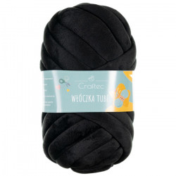 Gruba włóczka Tube welurowa do plecenia 20 mm, 19 m, Czarna №18