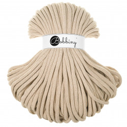 Gruby sznurek pleciony Bobbiny 9 mm, 100 m, Ciepły beż