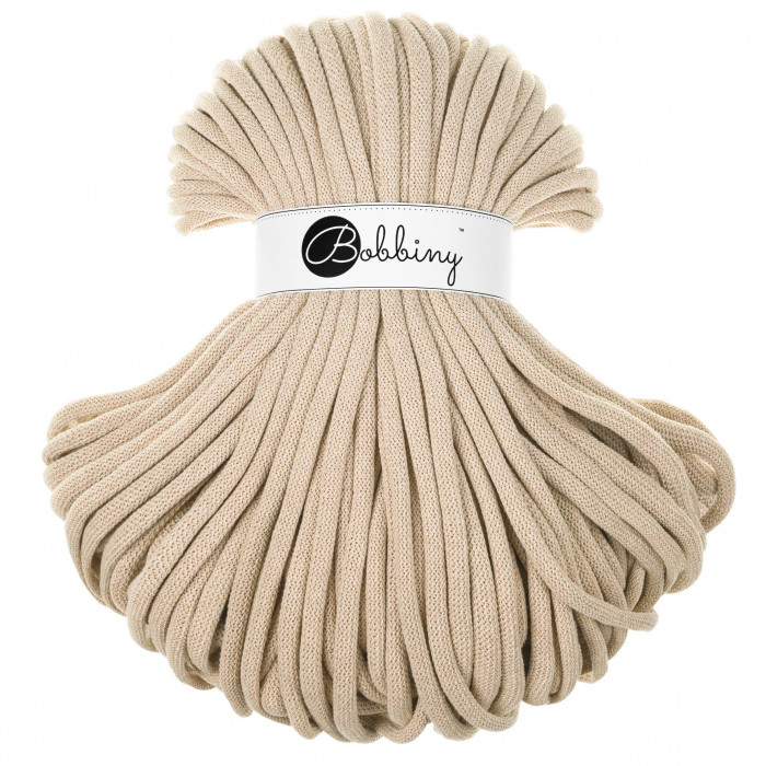 Gruby sznurek pleciony Bobbiny 9 mm, 100 m, Ciepły beż