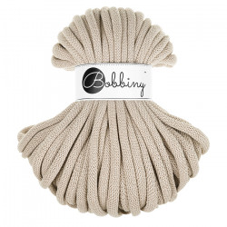 Gruby sznurek pleciony Bobbiny 9 mm, 30 m, Beżowy