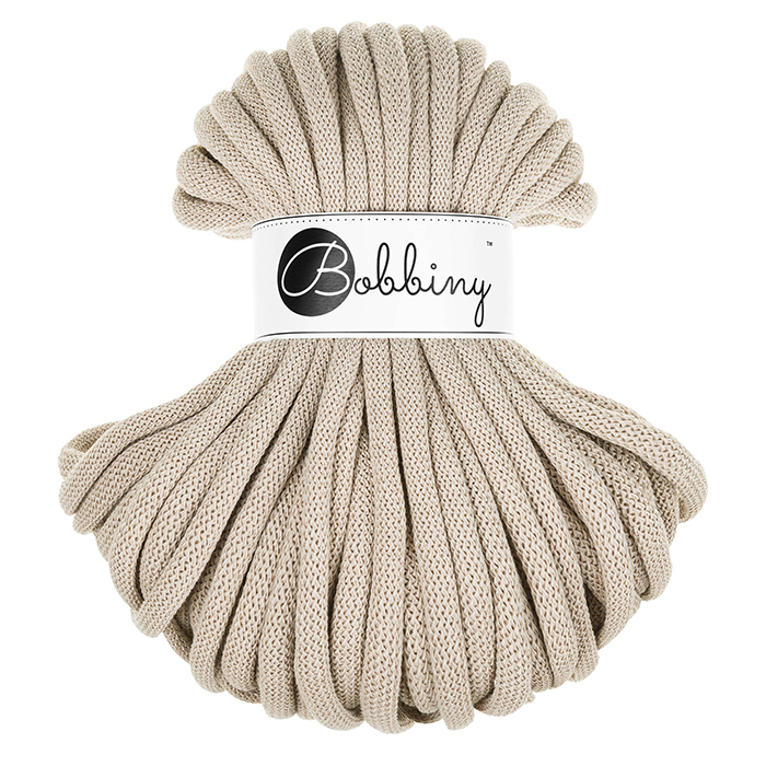 Gruby sznurek pleciony Bobbiny 9 mm, 30 m, Beżowy