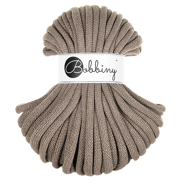 Gruby sznurek pleciony Bobbiny 9 mm, 30 m, Kawowy