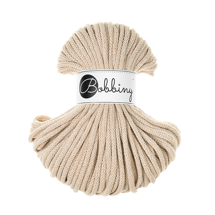 Sznurek pleciony do makramy i szydełkowania Bobbiny 5 mm, 50 m, Ciepły beż