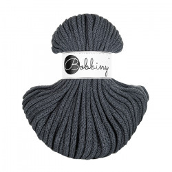Sznurek pleciony do makramy i szydełkowania Bobbiny 5 mm, 50 m, Węglowy