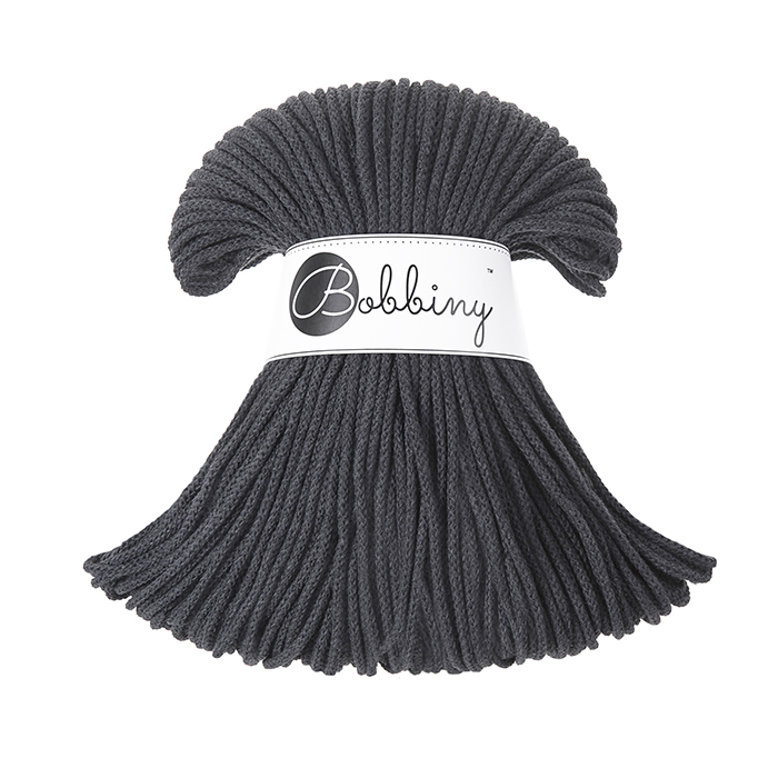 Sznurek pleciony do makramy i szydełkowania Bobbiny 3 mm, 100 m, Węglowy
