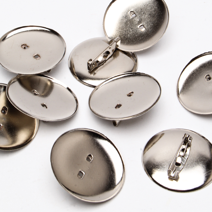 Baza broszki z talerzykiem 30 mm, metal - kolor srebro