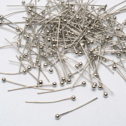 Szpilki z kulkam do biżuterii 20 mm, metal - kolor srebrny
