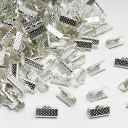 Końcówki łapaczki krokodylki 13 mm - Zaciski do wstążek - kolor srebrny