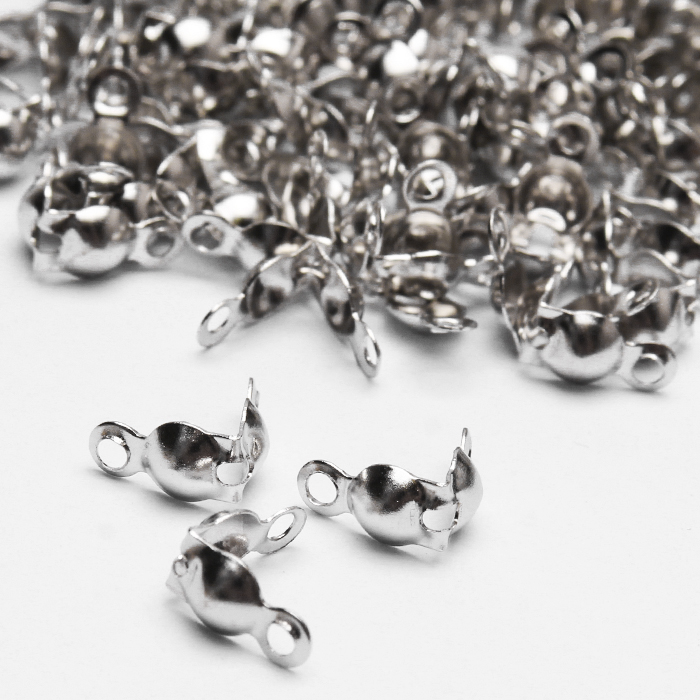 Łapaczki do linki Końcówki Zaciski 7 mm, metal - kolor srebrny