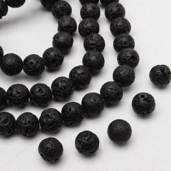 Lawa wulkaniczna koraliki z kamienia 8 mm - kulka matowa Czarna 