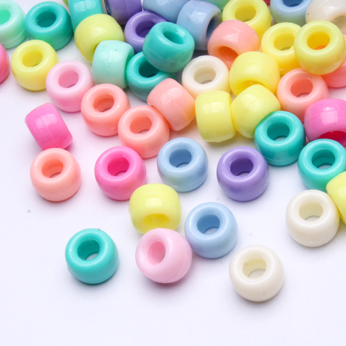 Koraliki z dużym otworem akrylowe Pastelowe Mix 6х9 mm, dziura 3,5mm