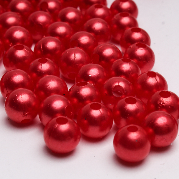 Koraliki Perełki z dziurkami 8mm аkrylowe Czerwone