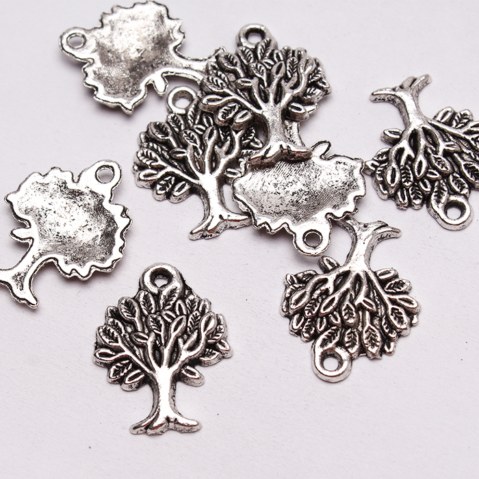 Zawieszka drzewo 21x16 mm, metal - kolor srebro