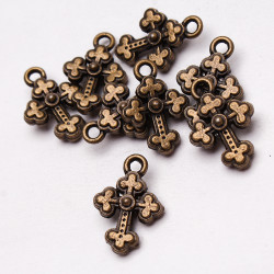 Zawieszka krzyż 19x13 mm, metal - kolor brązowy