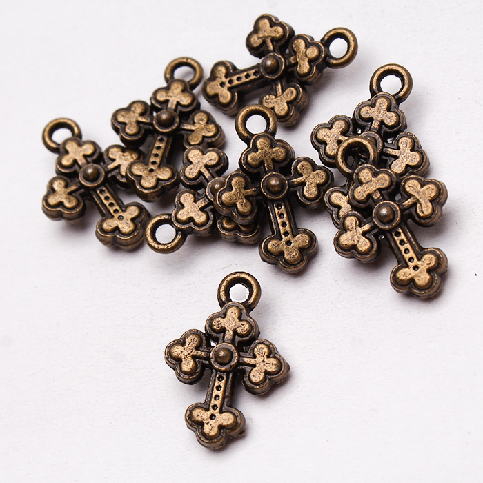 Zawieszka krzyż 19x13 mm, metal - kolor brązowy