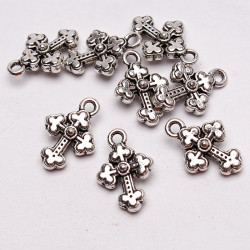 Zawieszka krzyż 19x13 mm, metal - kolor ciemne srebro