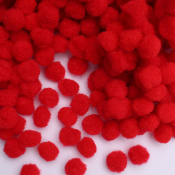 Pompony dekoracyjne 15 mm Czerwone