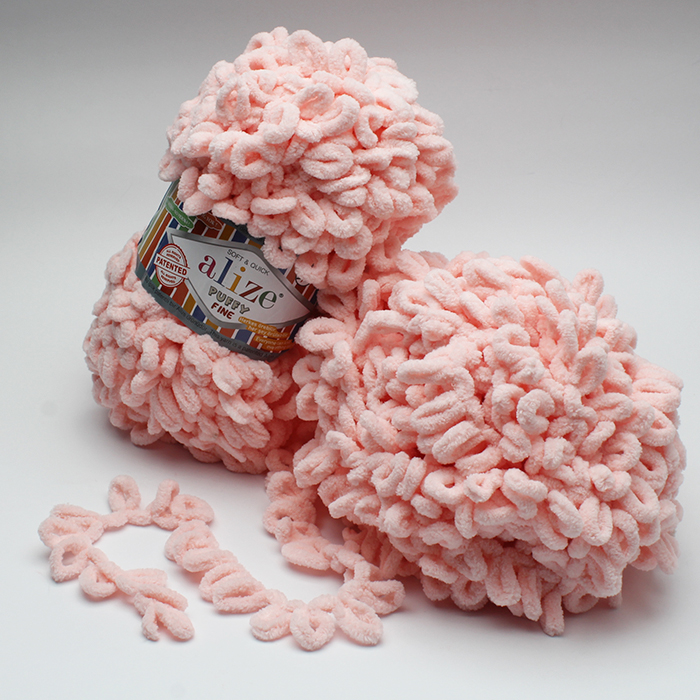 Włóczka Alize Puffy Fine - 340 JASNY RÓŻOWY 100g - 14m