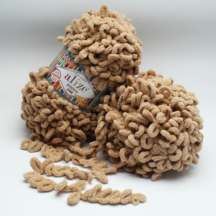 Włóczka Alize Puffy Fine - 415 JASNY BRĄZOWY 100g - 14m