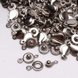 Zapięcie zatrzaskowe do biżuterii 7,5 mm, metal - kolor srebro