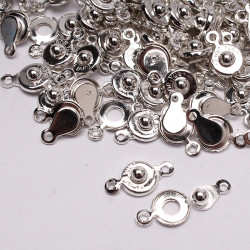 Zapięcie zatrzaskowe do biżuterii 7,5 mm, metal - kolor jasne srebro