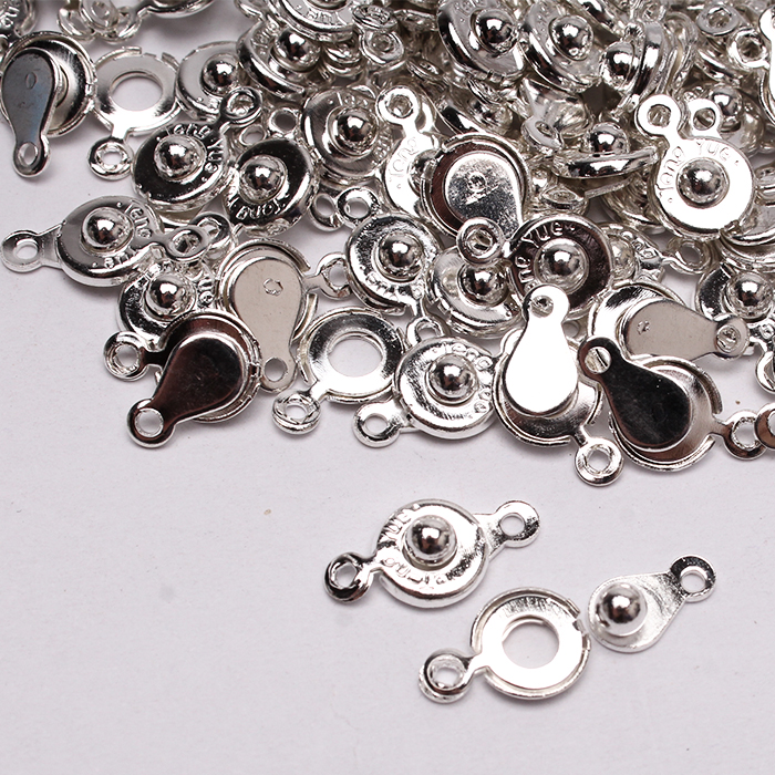 Zapięcie zatrzaskowe do biżuterii 7,5 mm, metal - kolor jasne srebro