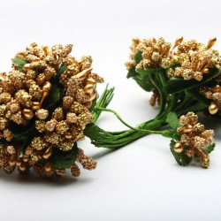 Pręciki do kwiatków i ozdób dekoracyjne Złote 12 gałązek