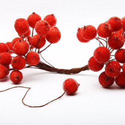 Sztuczna Jarzębina ozdobna, Cukrowej jagody d=12 mm Czerwony