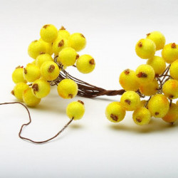Sztuczna Jarzębina ozdobna, Cukrowej jagody d=12 mm Żółty