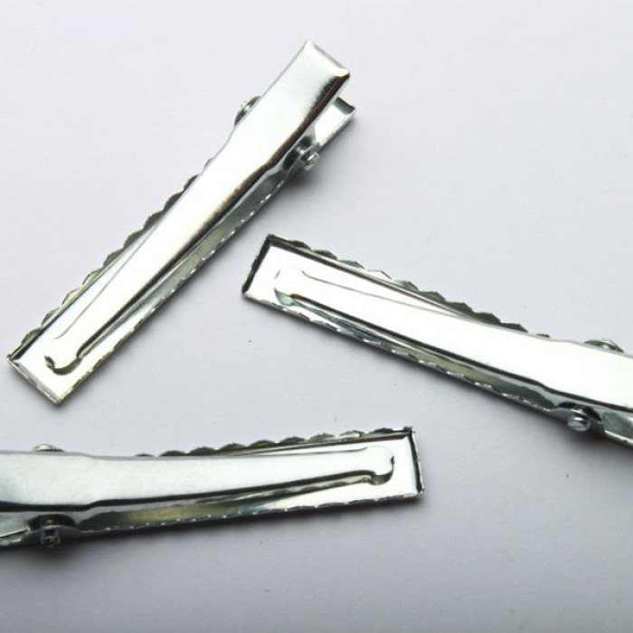 Baza spinki do włosów Krokodylek 45 mm (№5), metal - kolor Srebro