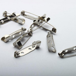 Bazy broszek klasyczne 25 mm, metal - kolor srebro