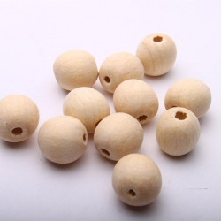 Koraliki drewniane naturalne nielakierowane 13 mm kulki z dziurką 2,5 mm