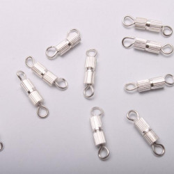 Zapięcie Skręcane do biżuterii 15 mm, metal - kolor jasne srebro