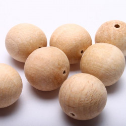 Koraliki drewniane naturalne nielakierowane 30 mm kulki z dziurką 3 mm