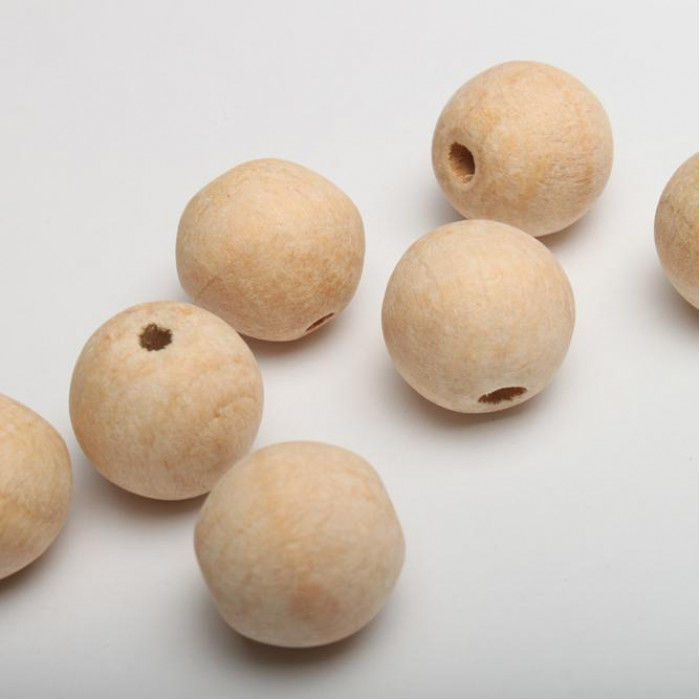 Koraliki drewniane naturalne nielakierowane 25 mm kulki z dziurką 2,8 mm