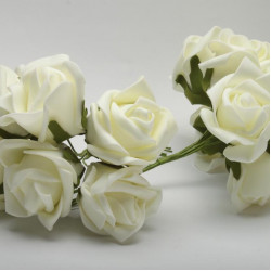 Róża z pianki 6 cm Mleczne - Kwiaty sztuczne