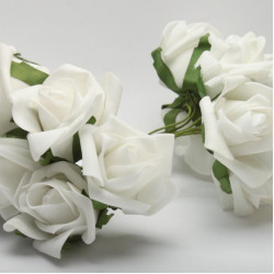 Róża z pianki 6 cm Białe - Kwiaty sztuczne