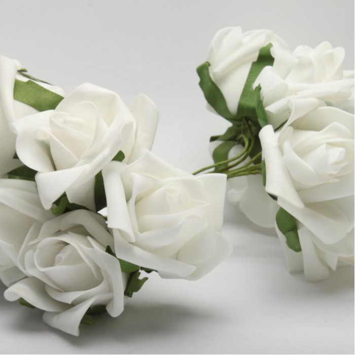 Róża z pianki 6 cm Białe - Kwiaty sztuczne