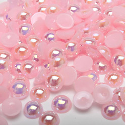 Półperełki, pół płaskie okrągłe AB 8 mm Różowe