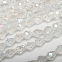 Koraliki kryształki Kropla AB 6х8 mm przezroczyste 