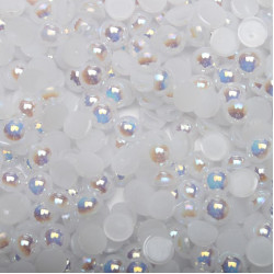 Półperełki, pół płaskie okrągłe AB 6 mm Białe