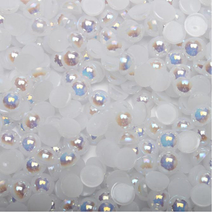 Półperełki, pół płaskie okrągłe AB 6 mm Białe