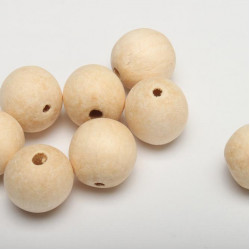 Koraliki drewniane naturalne nielakierowane 20 mm kulki z dziurką 2,5 mm