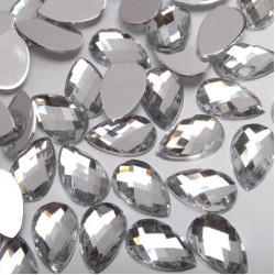 Kryształki Kropla fasetowany akryl 8x13 mm Srebrne