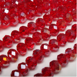 Koraliki kryształki Rondelle AB 8 mm czerwone
