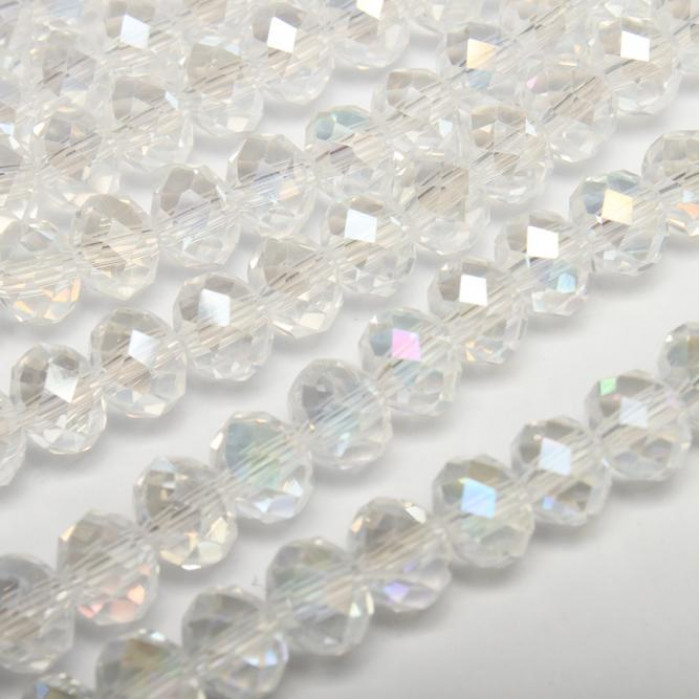 Koraliki kryształki Rondelle AB 8 mm przezroczyste